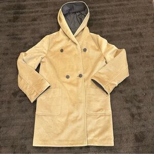 J. Jill Brown Wool Coat Tan Neutral Reversible Longline Jacket Light Size M